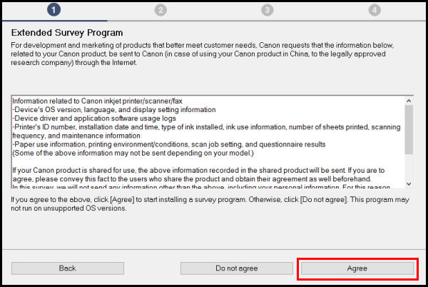 Extended Survey Program with Agree or Do Not Agree as options.